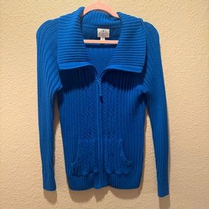 St. John's Bay Blue Ribbed Zip-Up Hoodie